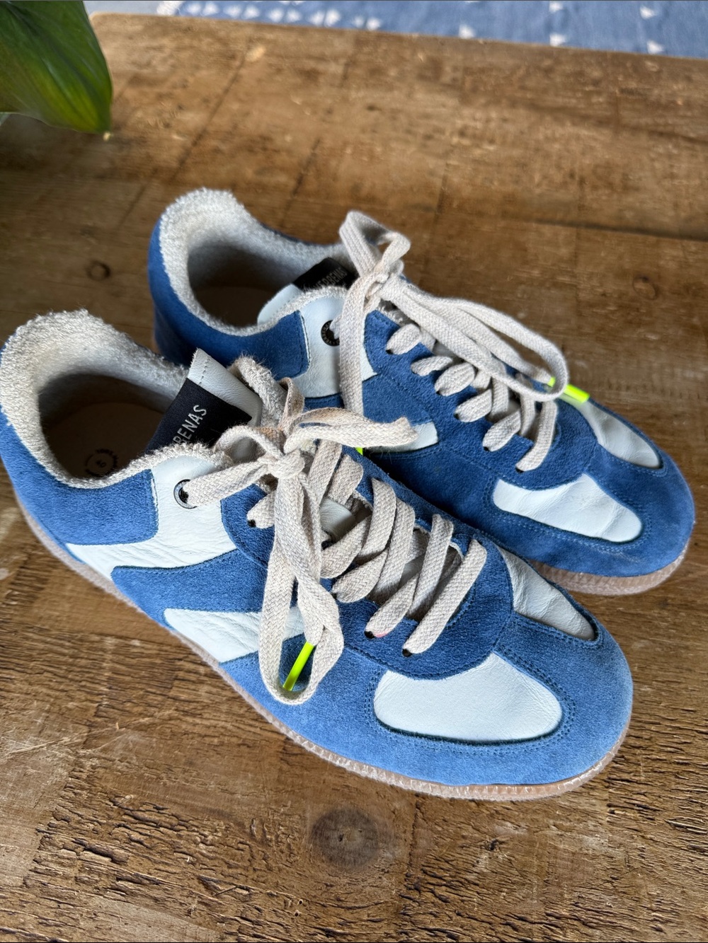 Verbenas Blue Suede Athletic Sneakers with White Panels- made in Spain- 9